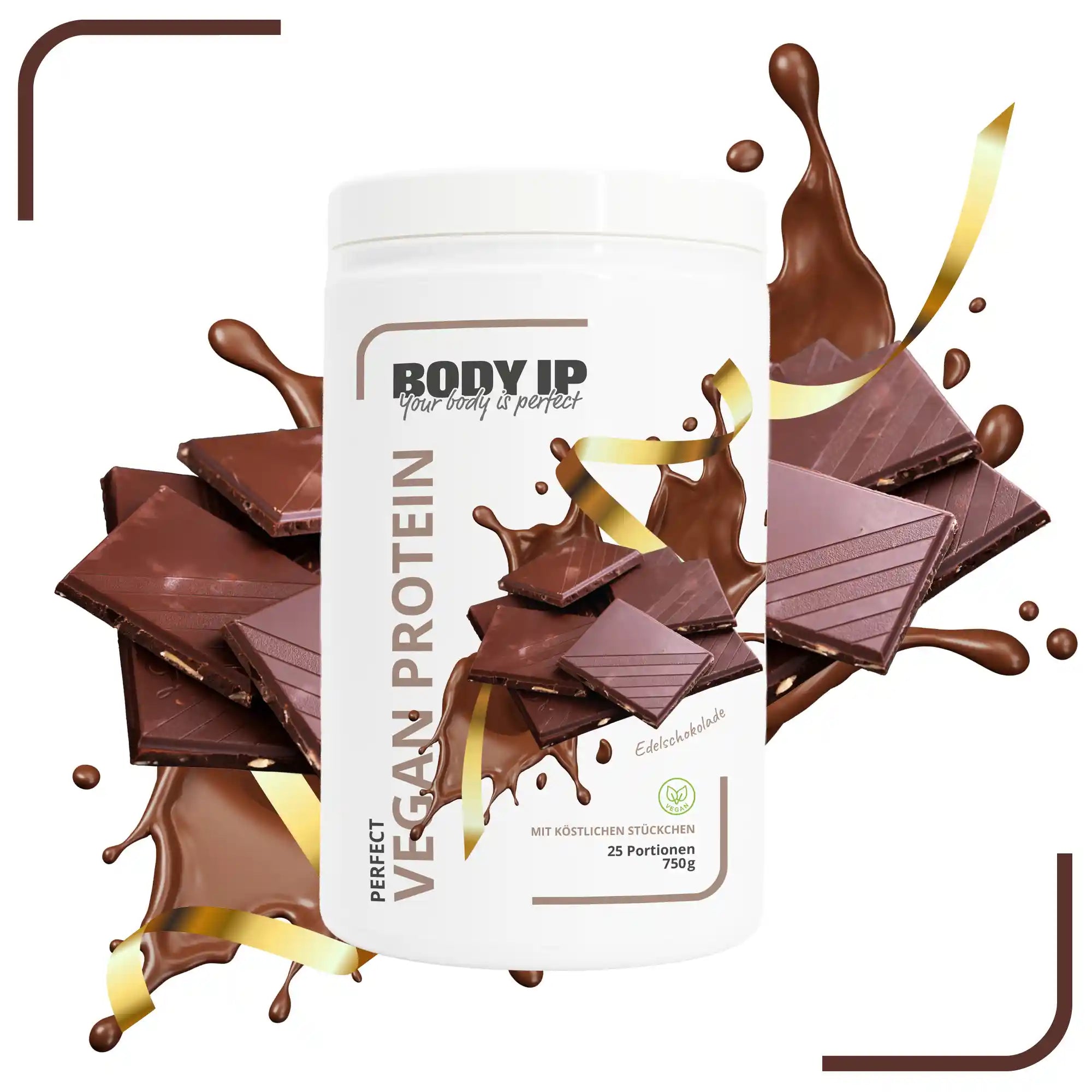 Perfect Vegan Proteinpulver Edelschokolade BODY IP #geschmack_Edelschokolade