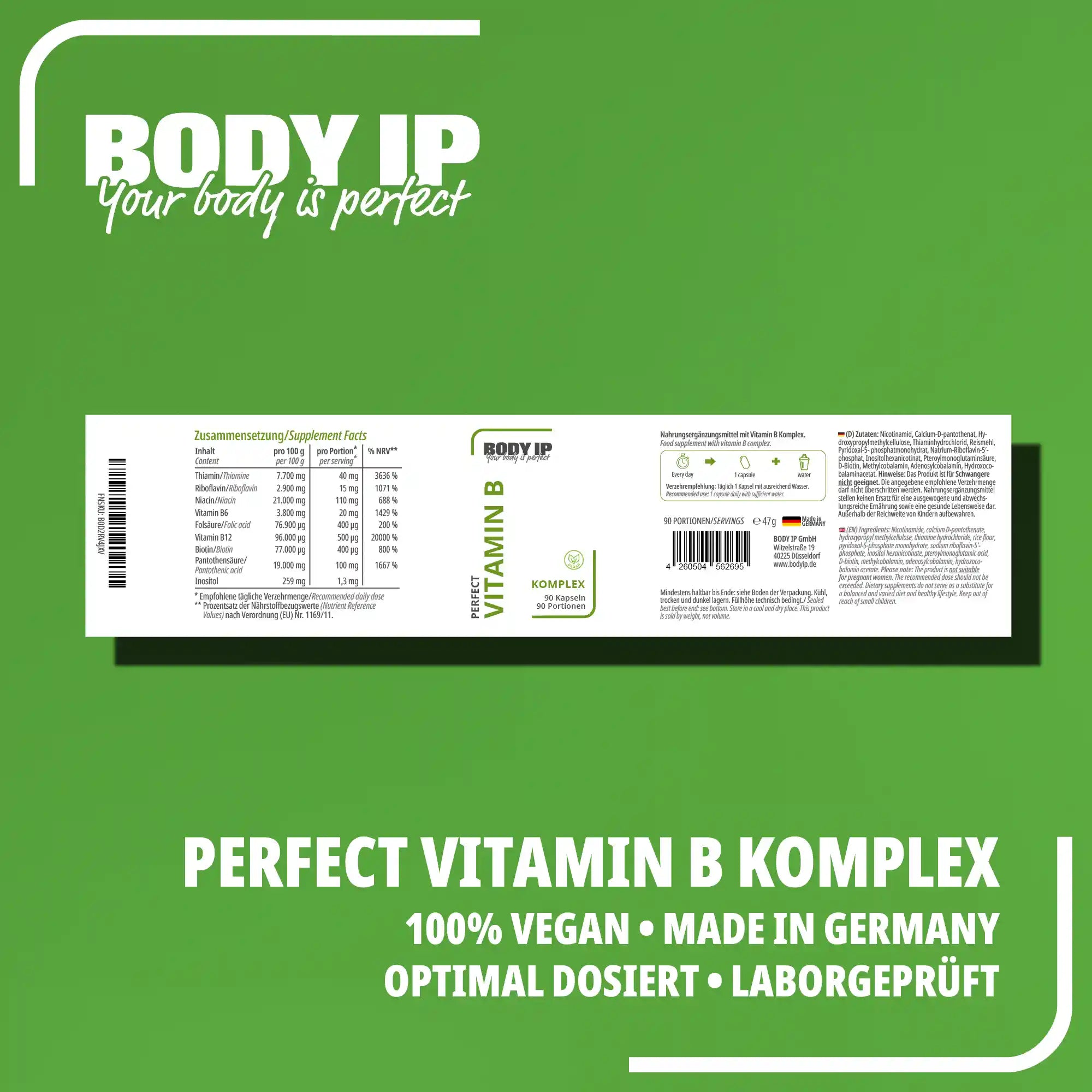 Vitamin-B Komplex BODY IP Etikett